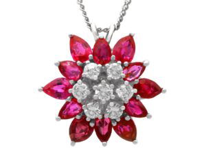 Floral Pear Cut Ruby Pendant