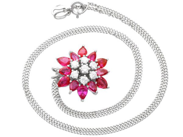 Floral Pear Cut Ruby Pendant
