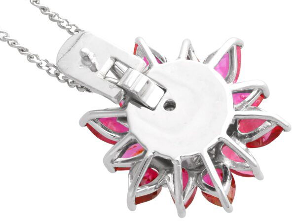 Floral Pear Cut Ruby Pendant reverse