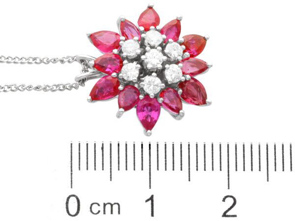 Floral Pear Cut Ruby Pendant size