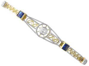 Antique Sapphire Diamond Yellow Gold Bracelet