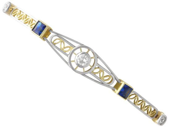 Antique Sapphire Diamond Yellow Gold Bracelet