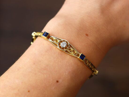 Sapphire Diamond Bracelet On Wrist