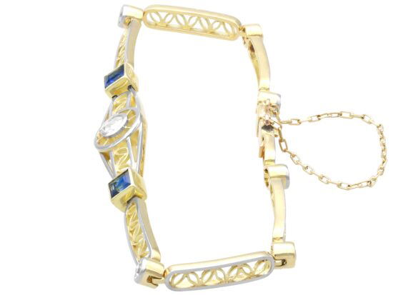 Sapphire Diamond Antique Gold Bracelet