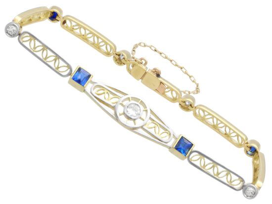 Antique Sapphire Diamond Bracelet Front