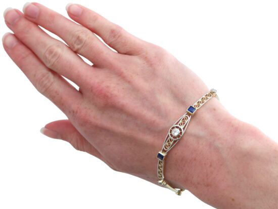 Sapphire Diamond Bracelet On Wrist
