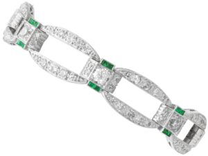 art deco diamond and emerald bracelet