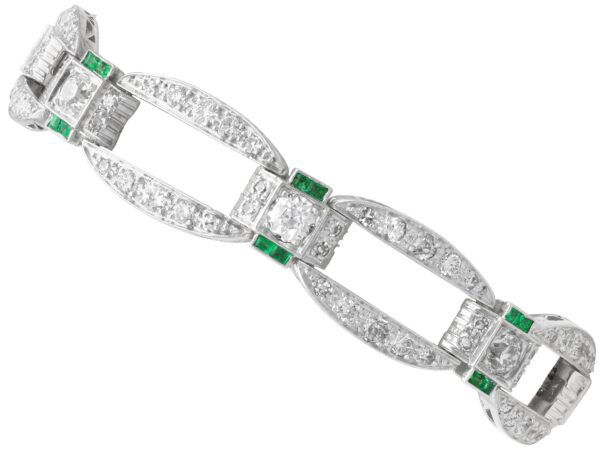 art deco diamond and emerald bracelet