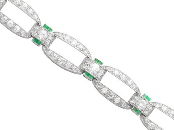 art deco diamond and emerald bracelet