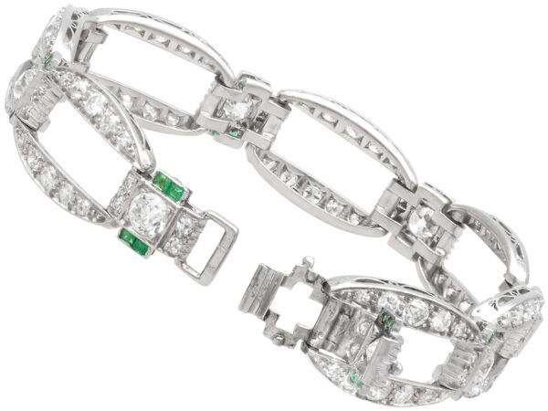 art deco diamond and emerald bracelet open clasp