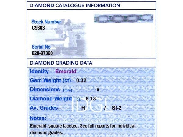 platinum art deco diamond and emerald bracelet grading card