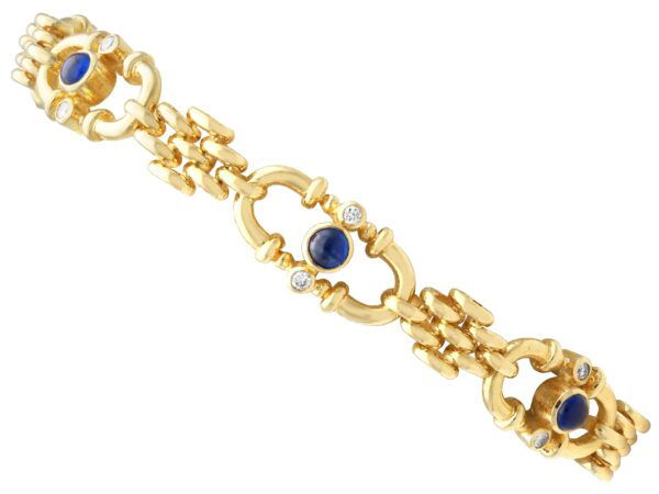 Vintage Sapphire Diamond Yellow Gold Bracelet