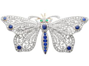 Large Victorian Sapphire and Diamond Butterfly Brooch