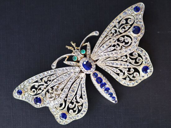 Large Victorian Sapphire and Diamond Butterfly Brooch