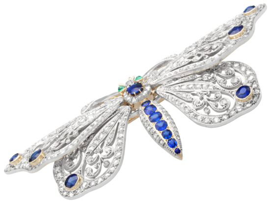 Large Victorian Sapphire and Diamond Butterfly Brooch
