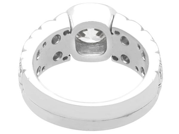 white gold 2 carat bezel set diamond ring underside