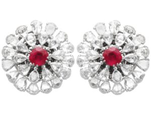 Antique Burmese Ruby Diamond Earrings