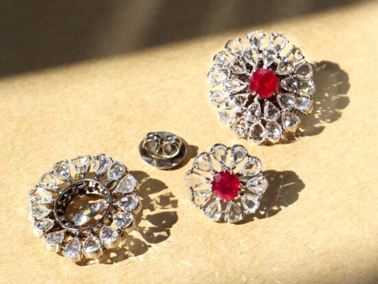 White Gold Ruby Earrings