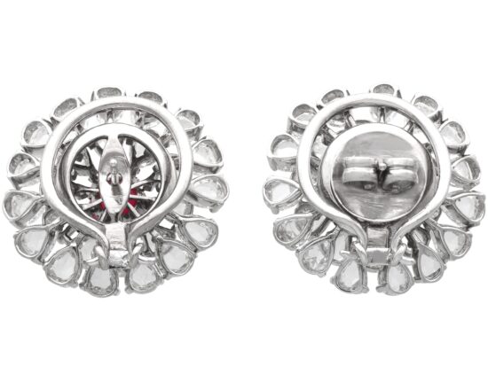Reverse of Burmese Ruby and Diamond Earrings