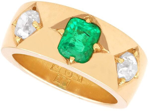 antique emerald and diamond gold band