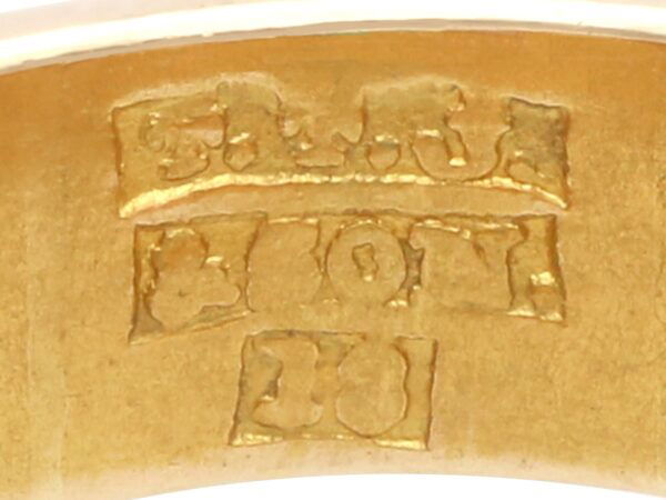 hallmarks for antique emerald and diamond gold band