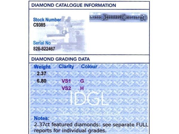 Victorian Bracelet Diamond Grading Certificate