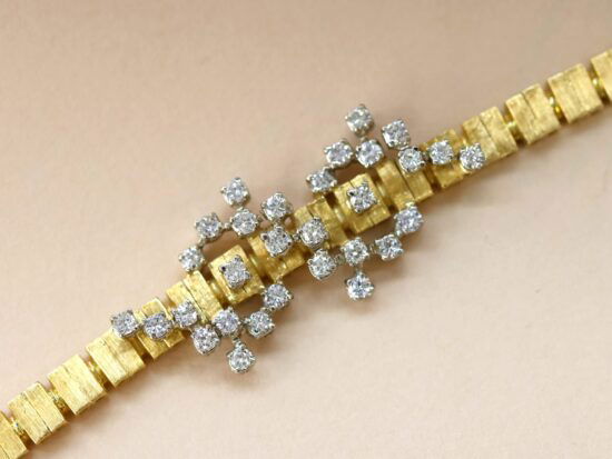 Abstract Diamond Gold Bracelet Front