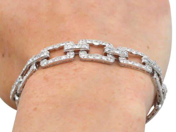 10 carat diamond bracelet in platinum on wrist