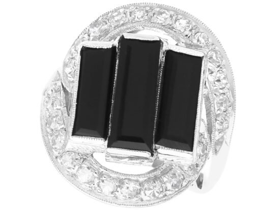 Onyx Art Deco Ring with Diamonds