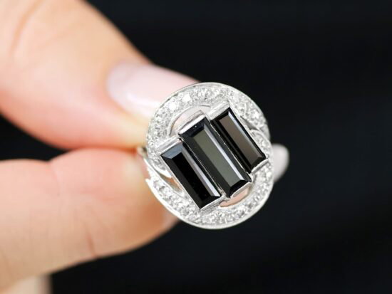 Onyx Art Deco Ring with Diamonds