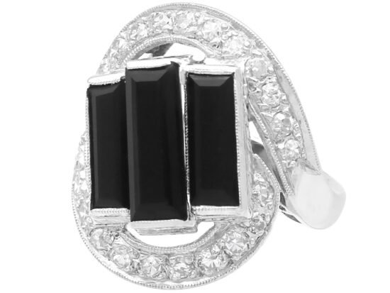Onyx Art Deco Ring with Diamonds