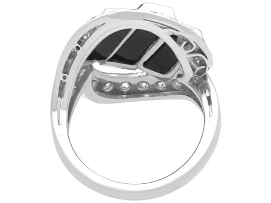 Onyx Art Deco Ring with Diamonds back