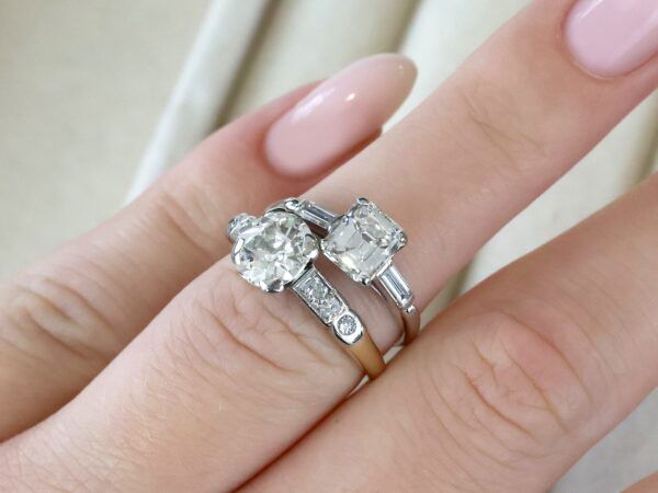 1.60 carat old European cut diamond solitaire with other solitaires