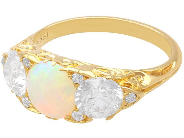 antique opal and diamond trilogy ring