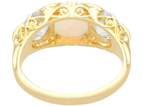 underside of Victorian opal and diamond trilogy ring
