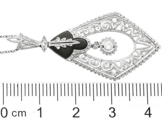 Black Onyx and Diamond Pendant in Platinum size