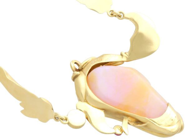 carved opal and ruby necklace underside