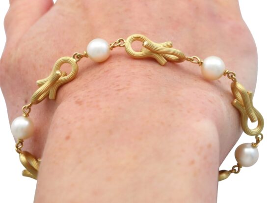 Vintage Gold and Diamond Bracelet On Hand