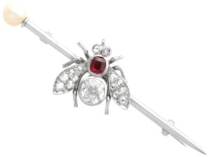 Antique Diamond and Ruby Bug Brooch