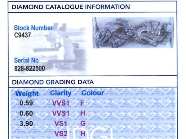 vintage art deco diamond earrings grading card