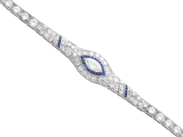 Art Deco Platinum Diamond Sapphire Bracelet