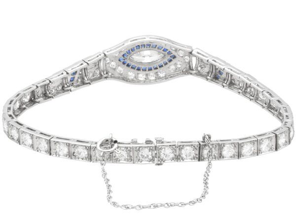 Art Deco Platinum Diamond Sapphire Bracelet closed