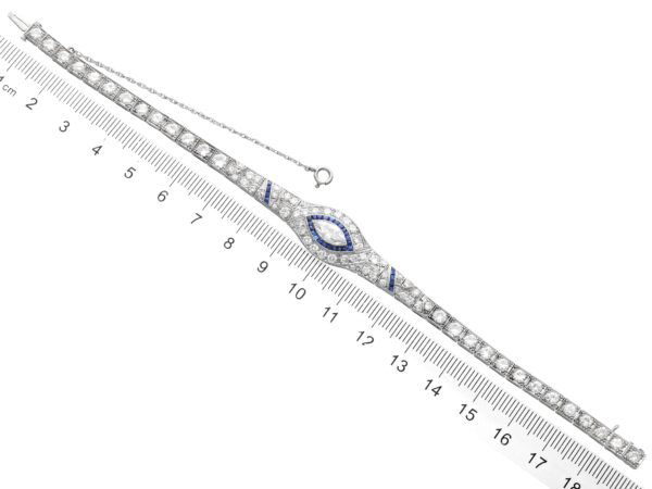 size of Art Deco Platinum Diamond Sapphire Bracelet