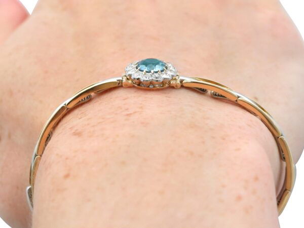 Aquamarine Cluster Bracelet Worn Close-Up