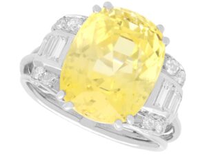 cushion cut yellow sapphire ring