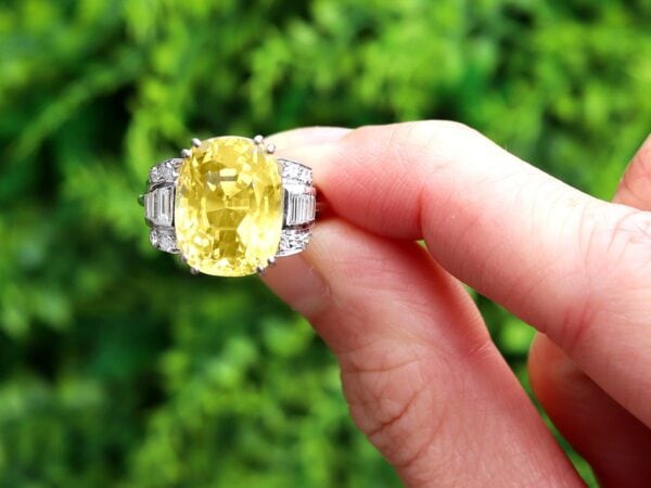 cushion cut yellow sapphire ring outside
