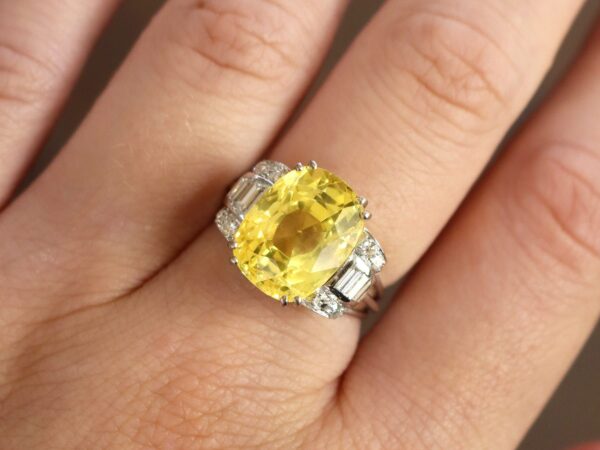 antique yellow sapphire ring with diamonds with diamonds