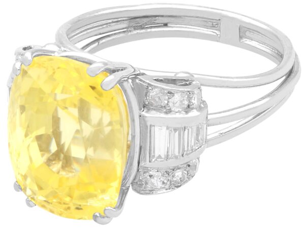white gold cushion cut yellow sapphire ring