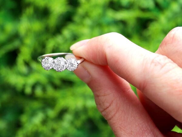 1920s 3 stone diamond ring outside