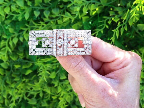 rectangular art deco diamond brooch